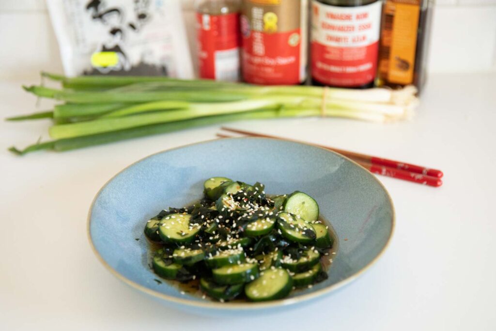Japanese Cucumber Wakame Salad with Amuzu Dressing
