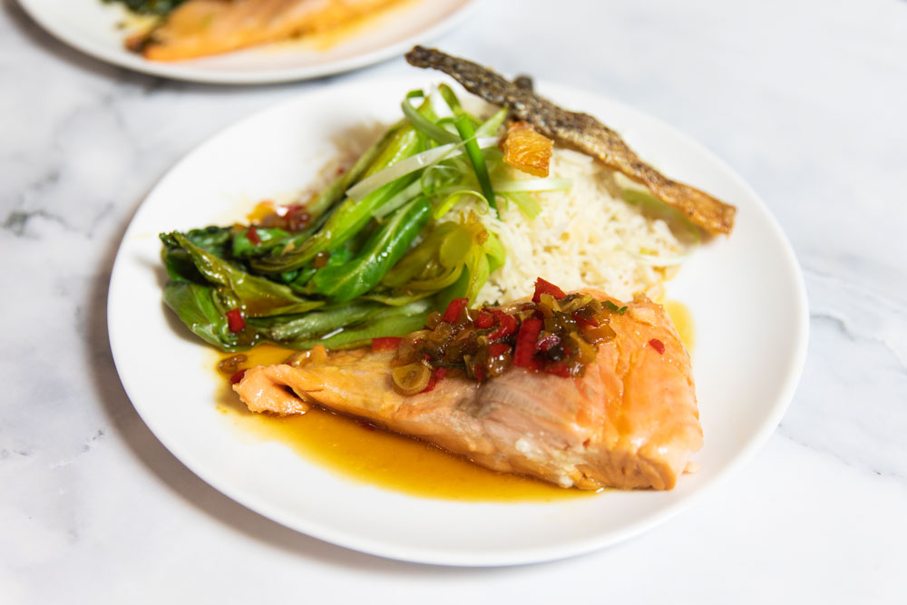 Vietnamese Caramel Salmon With Steamed Ginger Rice, Recipe