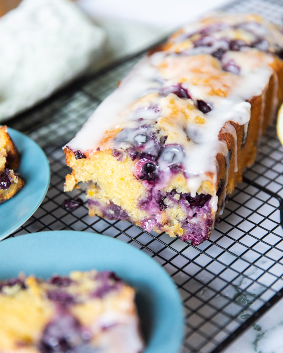 Almond, Lemon & Blueberry Cake with lemon icing