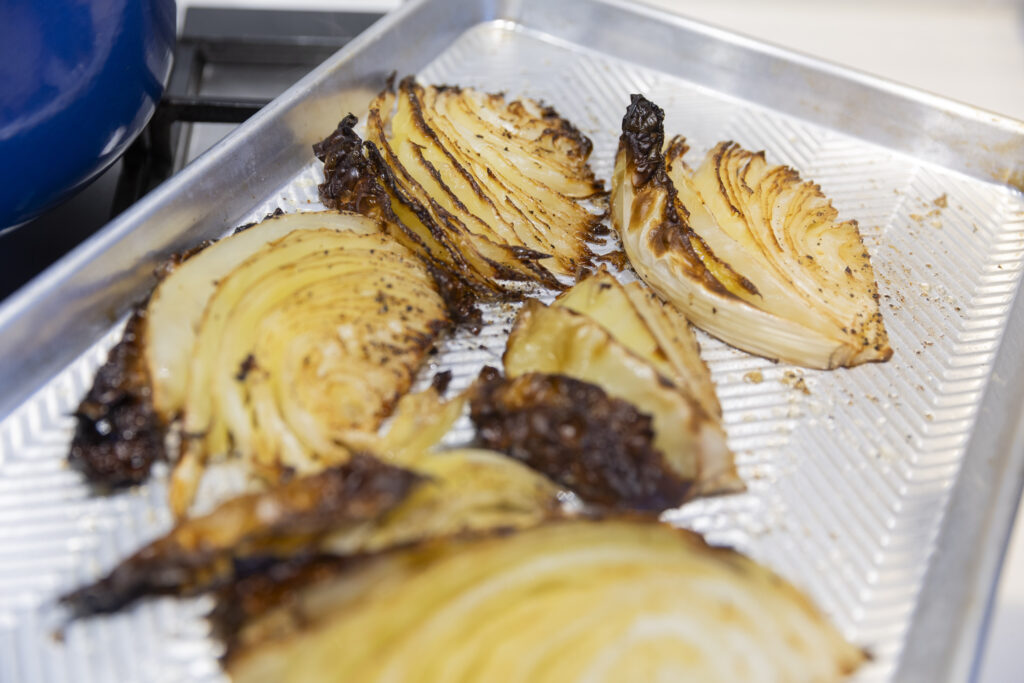 Sun-dried Tomato and Chickpea Stew with Roasted cabbage